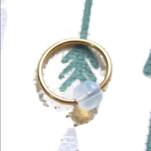 14K SOLID Gold or Rose Opalite Captive Bead Ring - CBR - Septum & Daith Piercing - Picture 7 of 10